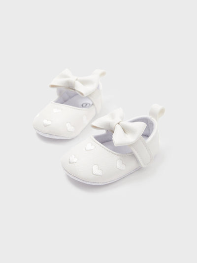 Chaussures de marche pour bébé/enfant en bas âge, blanches, avec nœud papillon et imprimé Solid Love
