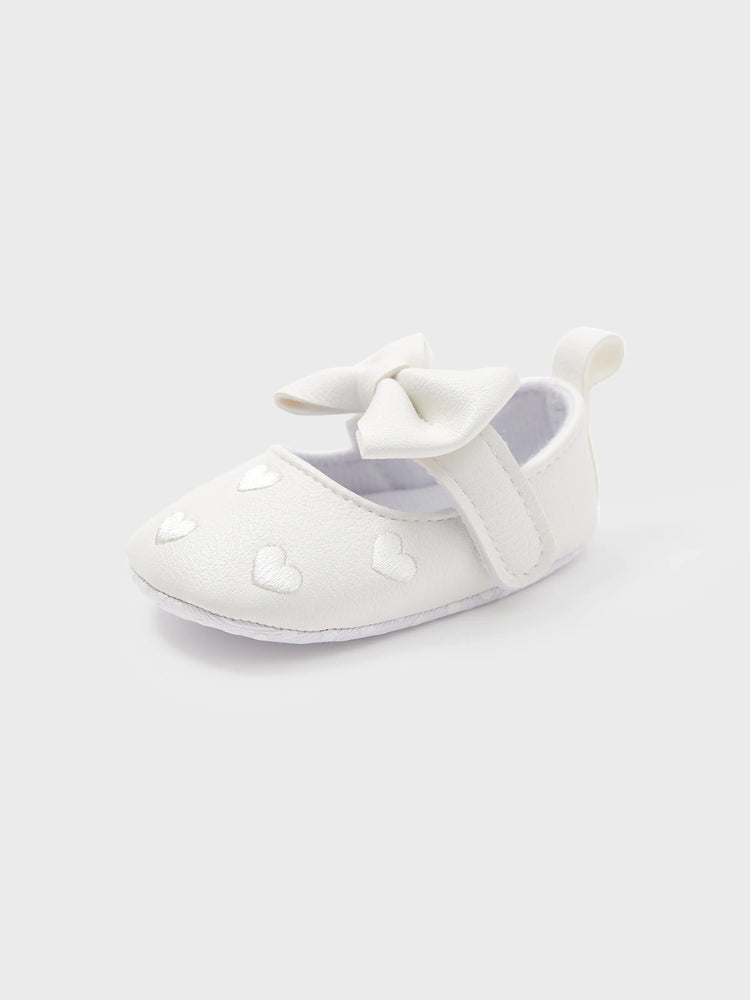 Baby / Toddler Solid Love Bowknot Prewalker Shoes White