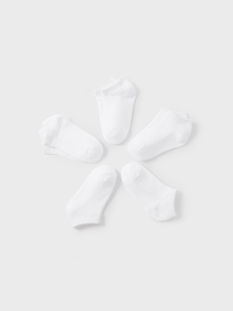 5-pairs Baby / Toddler / Kid Solid Socks White