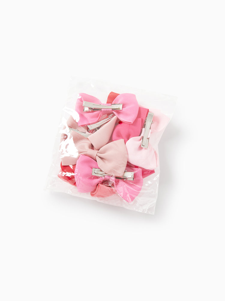 12-pack Bow Knot Decor Hair Clip for Girls (Multi Color Available) Light Pink