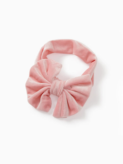 Bandeaux à nœud papillon de couleur unie pour filles, rose