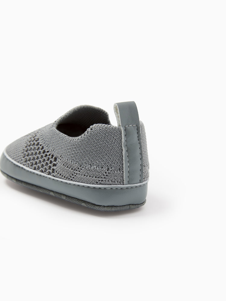 Chaussures de marche respirantes à enfiler pour bébé/enfant, motif cœur et rayures, grises