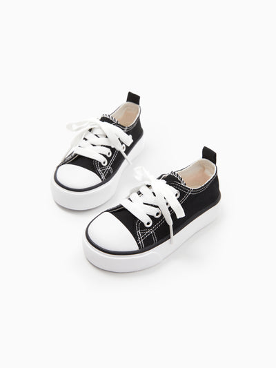 Chaussures en toile souple et solide pour tout-petits/enfants (lettres sur le talon et la languette de la chaussure) (livraison aléatoire de différentes semelles) Noir