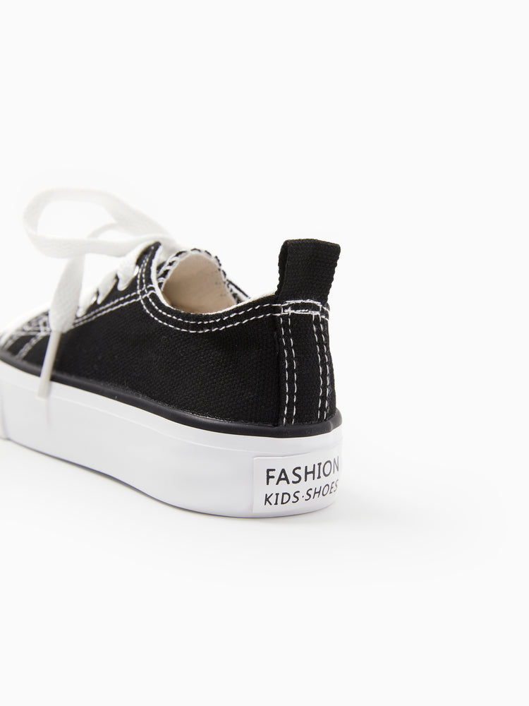 Toddler / Kid Solid Soft Sole Canvas Shoes (Letters on the heel and tongue of the shoe) (Random delivery of different soles) Black