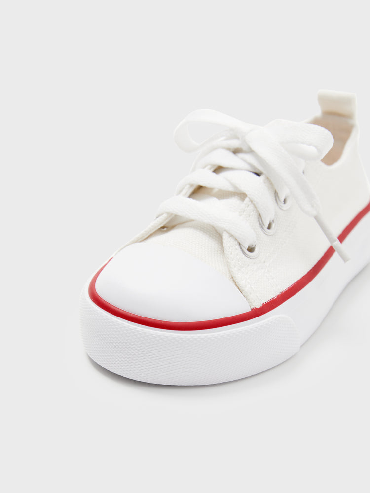 Toddler / Kid Solid Soft Sole Canvas Shoes (Letters on the heel and tongue of the shoe) (Random delivery of different soles) White
