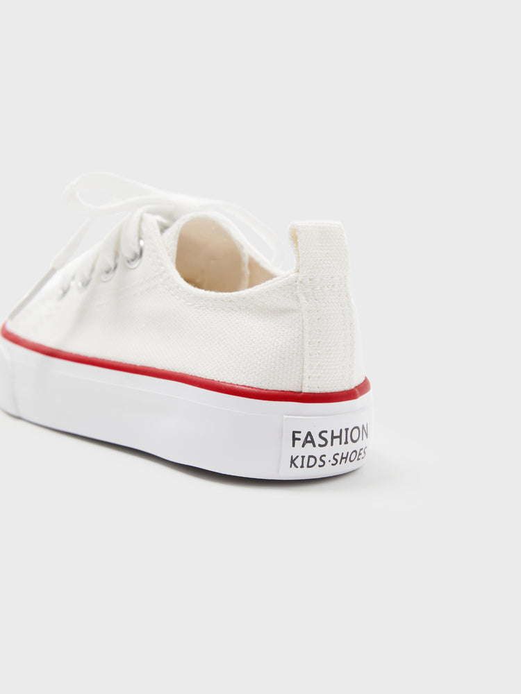 Toddler / Kid Solid Soft Sole Canvas Shoes (Letters on the heel and tongue of the shoe) (Random delivery of different soles) White