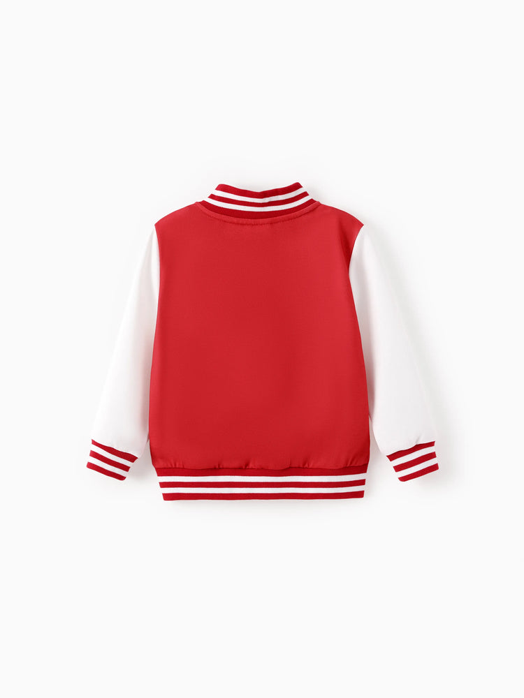 Disney Mickey and Friends Toddler/Kids Girl Minnie Mouse Christmas Colorblock Bomber Jacket Red