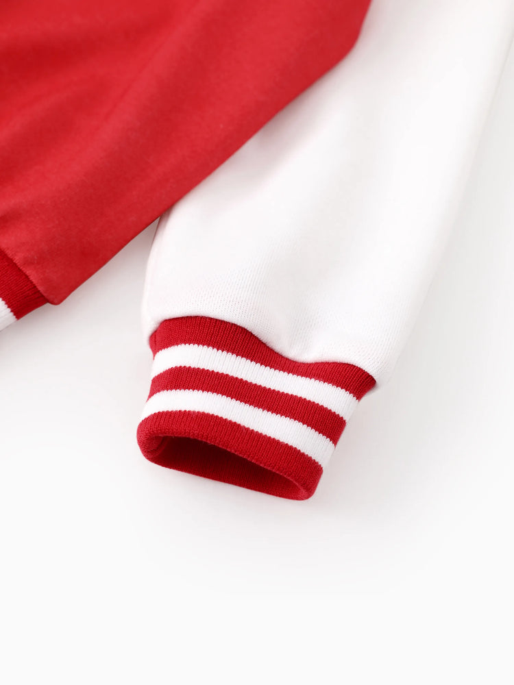 Disney Mickey and Friends Toddler/Kids Girl Minnie Mouse Christmas Colorblock Bomber Jacket Red