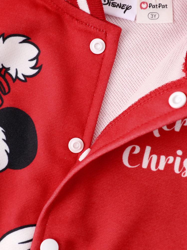 Disney Mickey and Friends Toddler/Kids Girl Minnie Mouse Christmas Colorblock Bomber Jacket Red