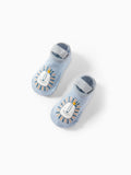 Chaussettes de sol tendance pour bébé/enfant, motif animal de dessin animé, bleu clair