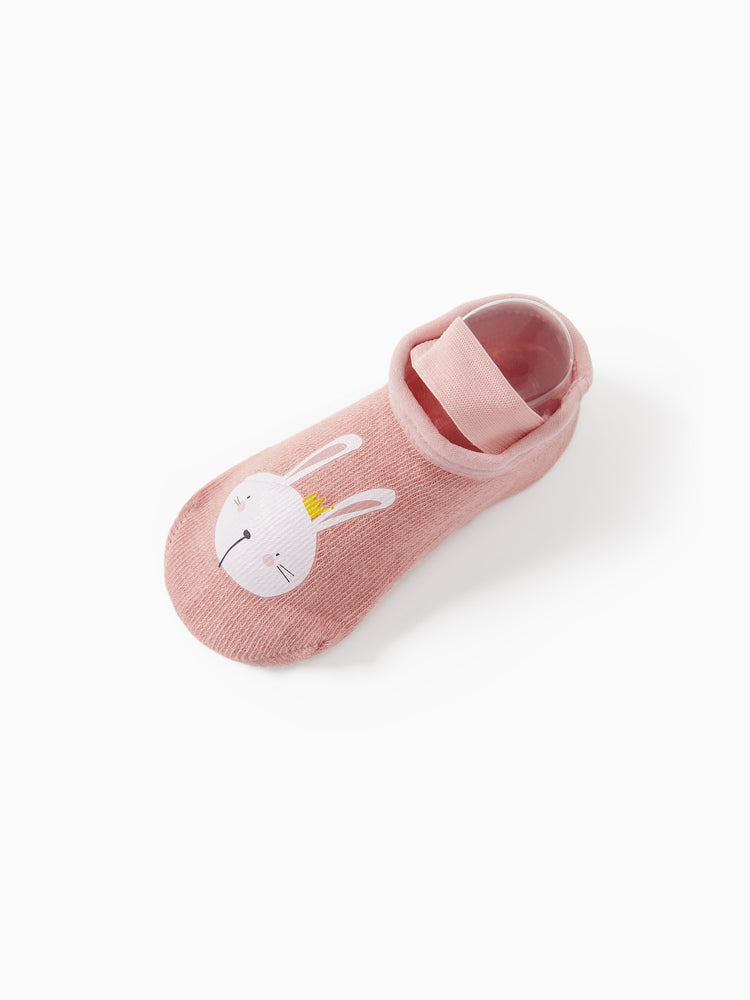 Chaussettes de sol tendance à imprimé animal de dessin animé pour bébé/enfant, roses