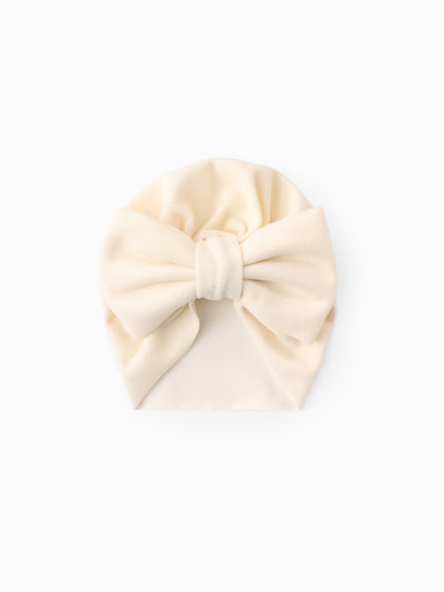 Chapeau à nœud solide pour bébé/enfant en bas âge Beige