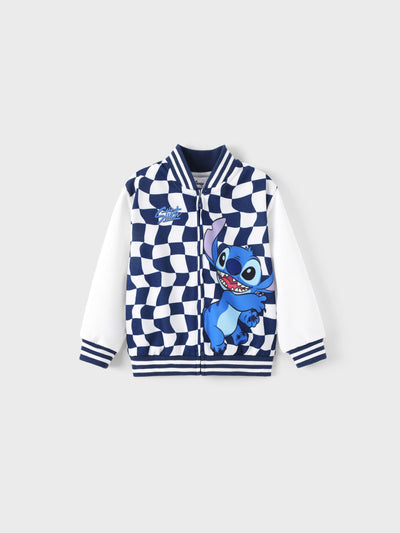 Disney Stitch Toddler/ Kid Boy Checkerboard Pattern Bomber Jacket Deep Blue