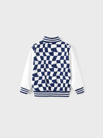 Disney Stitch Toddler/ Kid Boy Checkerboard Pattern Bomber Jacket Deep Blue