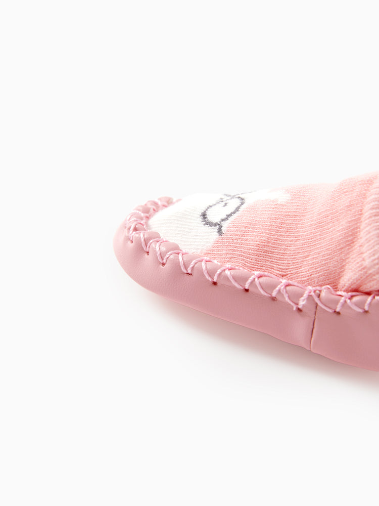 Rutschfeste Schuhsocken mit Baby Animal-Print rosa