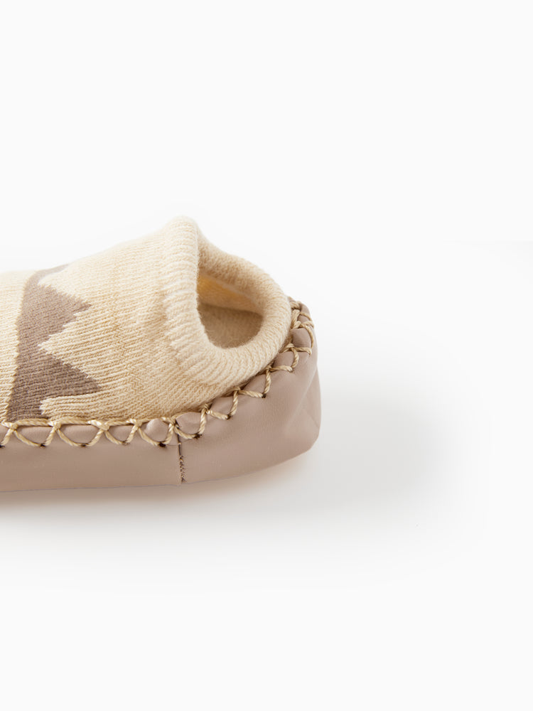 Chaussettes antidérapantes à imprimé animal pour bébé, marron