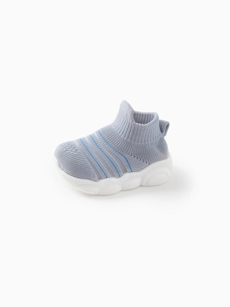 Chaussures de sport rayées pour bébé/enfant en bas âge, gris bleuté