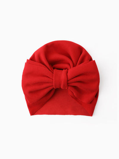 Bonnet à nœud papillon uni rouge pour bébé/enfant