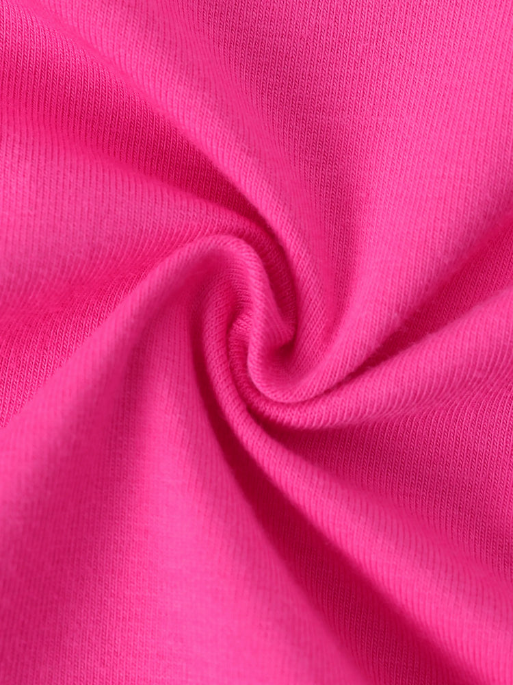 Ensemble 2 pièces Barbie pour petite fille, haut à manches longues en crêpe de coton et pantalon imprimé, rose vif