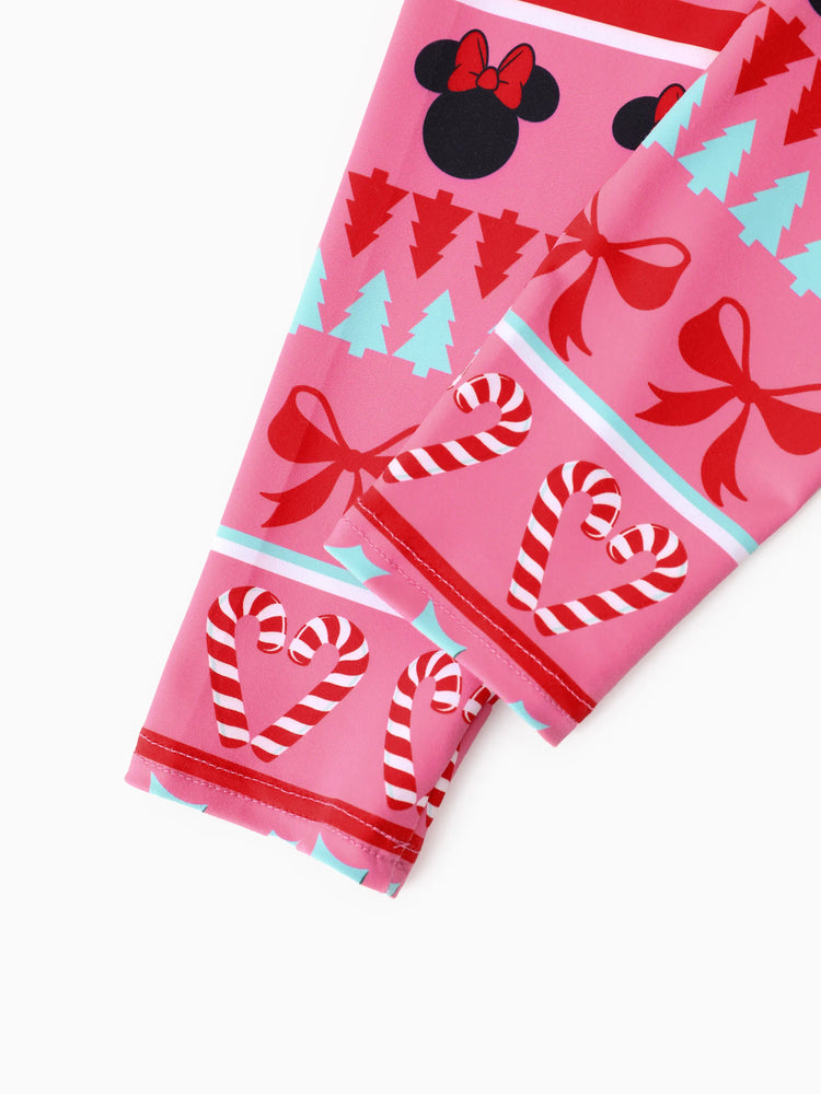 Conjunto de sudadera y leggings con volantes de Mickey y sus amigos de Disney para niñas pequeñas/niñas, color rojo claro, 2 piezas