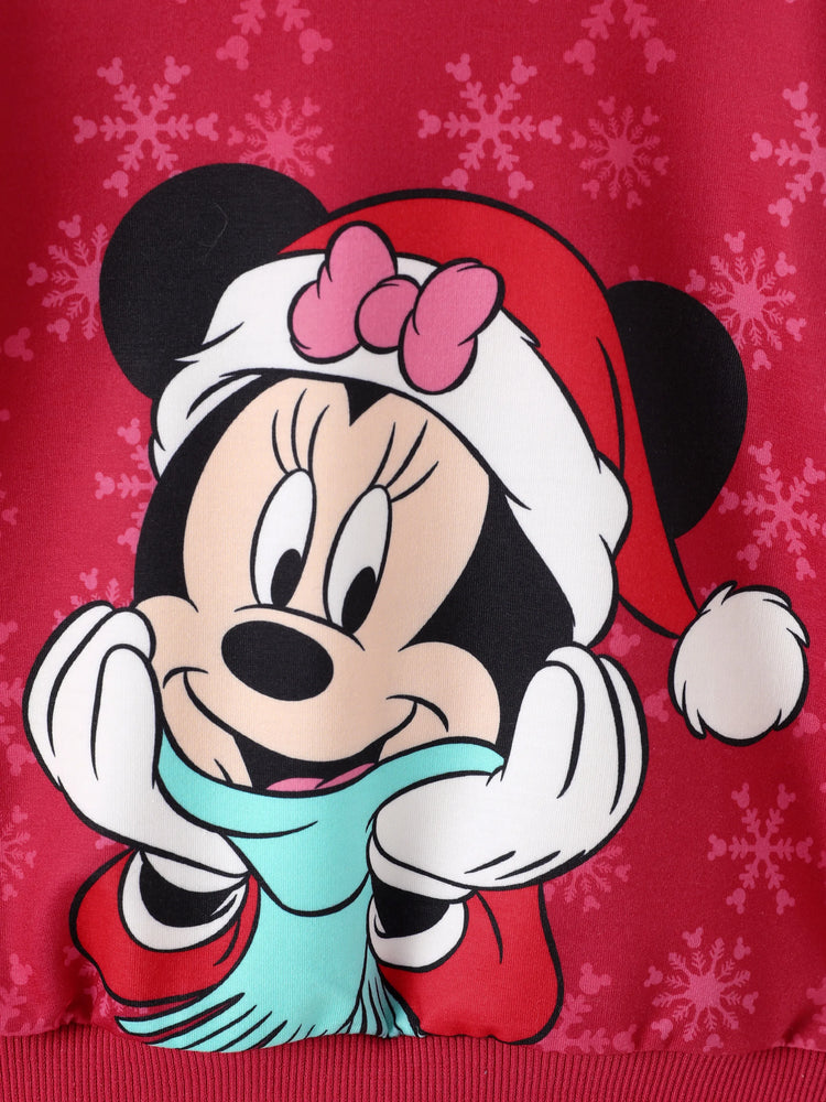 Conjunto de sudadera y leggings con volantes de Mickey y sus amigos de Disney para niñas pequeñas/niñas, color rojo claro, 2 piezas