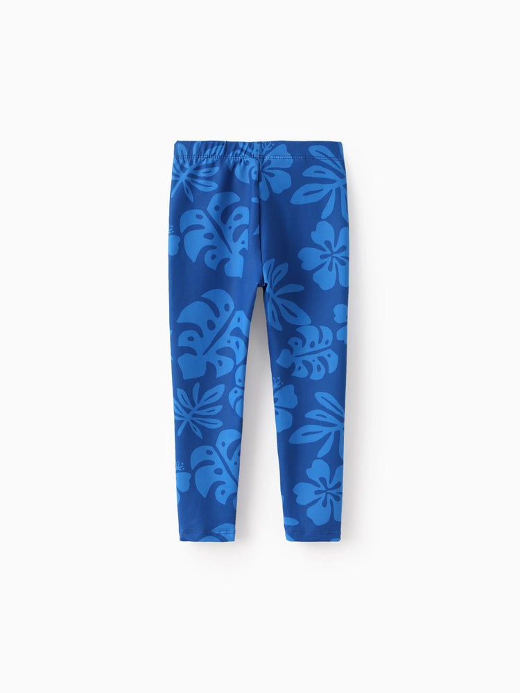 Disney Stitch Toddler/Kids Girl Stitch Ruffled Floral Print Top and Pants Set Blue