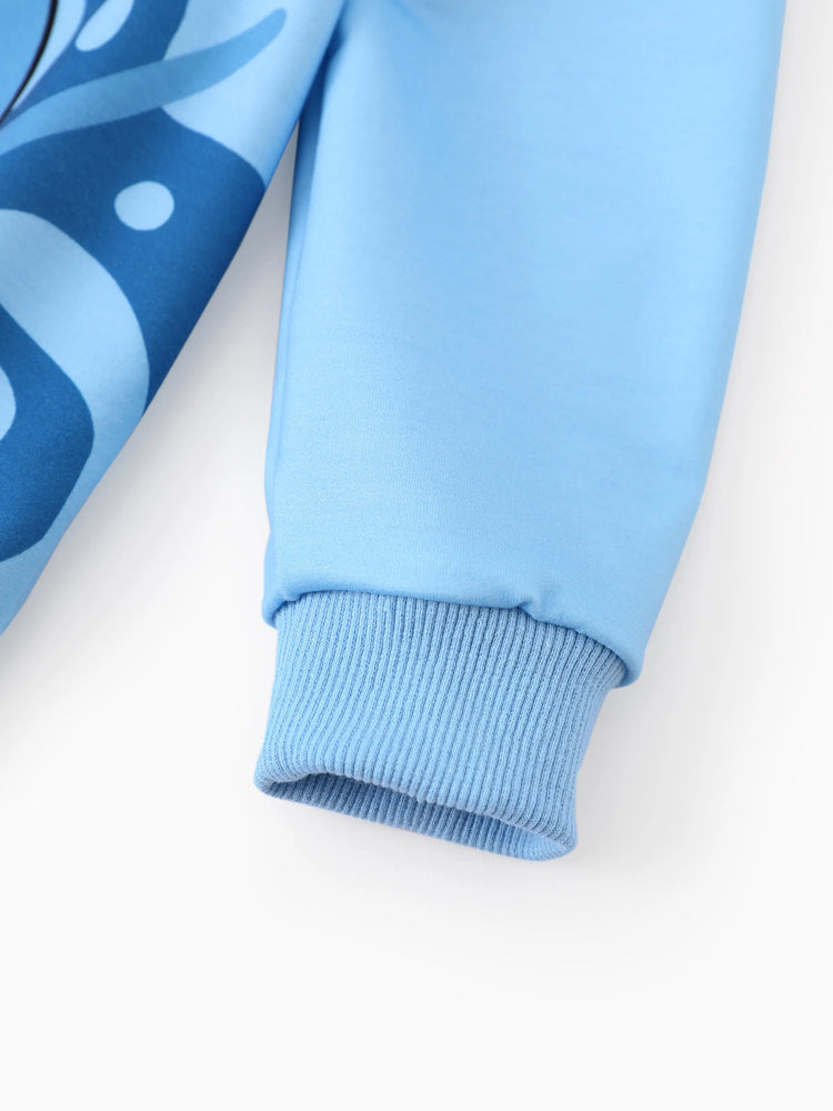 Disney Stitch Toddler/Kids Girl Stitch Ruffled Floral Print Top and Pants Set Blue