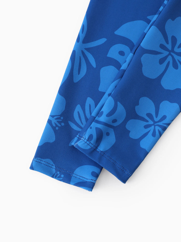 Disney Stitch Toddler/Kids Girl Stitch Ruffled Floral Print Top and Pants Set Blue