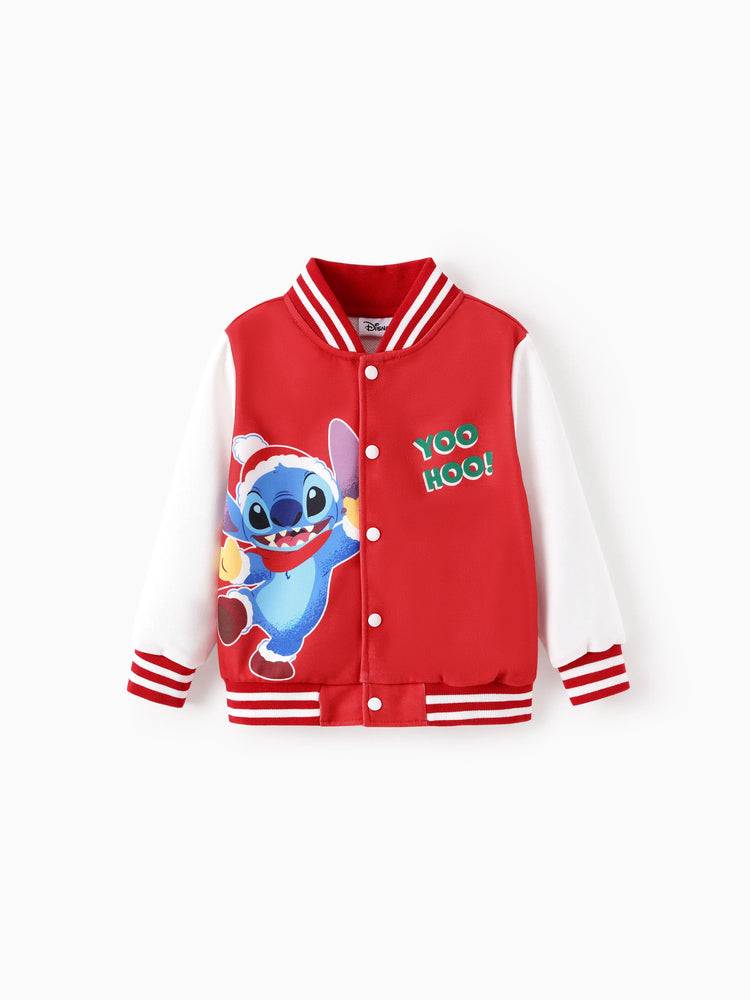 Disney Stitch Toddler/Kids Boy Christmas Colorblock Bomber Jacket Red