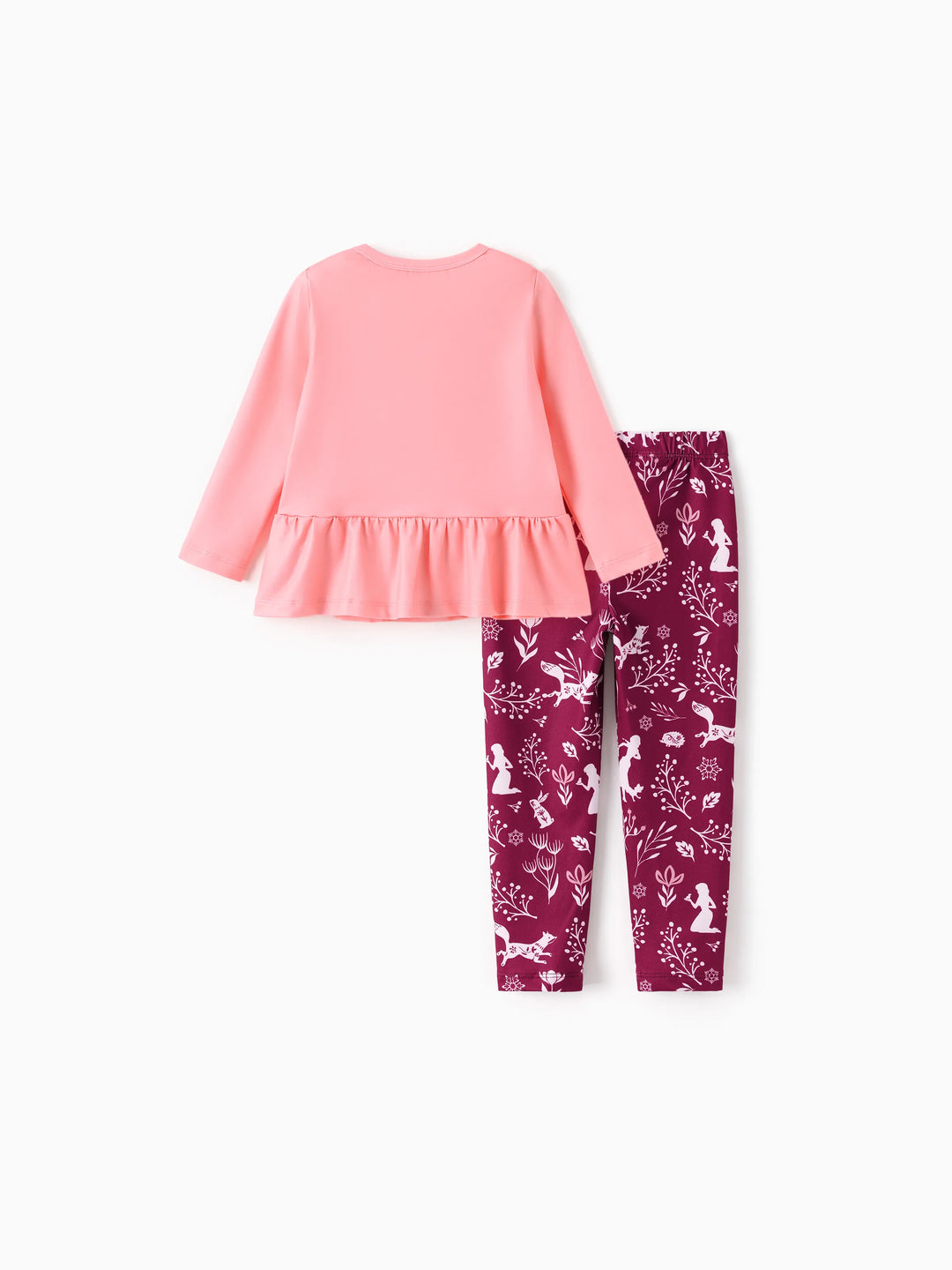 Conjunto de 2 piezas de top y leggings con volantes y estampado floral de Anna para niña pequeña de Disney Frozen, color rojo