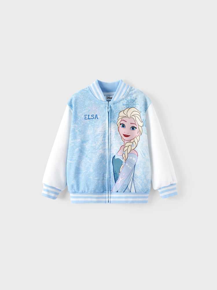 Blouson aviateur imprimé flocons de neige Elsa Disney La Reine des Neiges pour petite fille, bleu