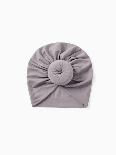 Bonnet pour nouveau-né à nœud solide pour bébé/enfant, gris clair