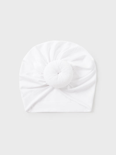 Bonnet de nouveau-né à nœud solide pour bébé/enfant, blanc