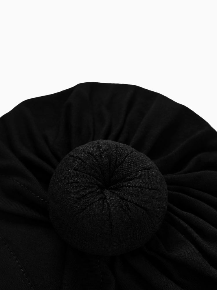 Bonnet pour nouveau-né à nœud solide et doux pour bébé/enfant, noir