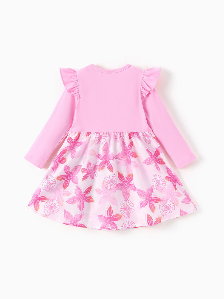 Robe à volants et manches flottantes pour petite fille Disney Princess Ariel, rose