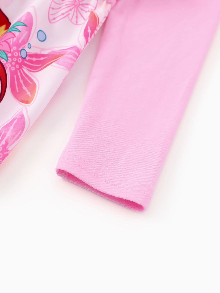 Robe à volants et manches flottantes pour petite fille Disney Princess Ariel, rose