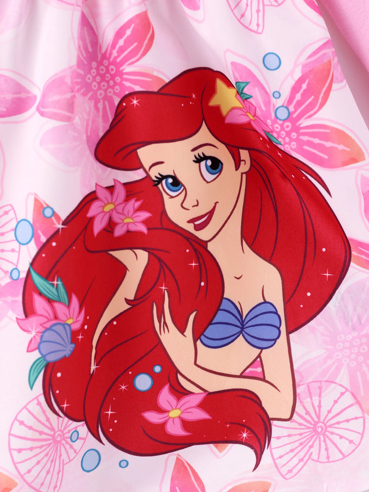 Robe à volants et manches flottantes pour petite fille Disney Princess Ariel, rose