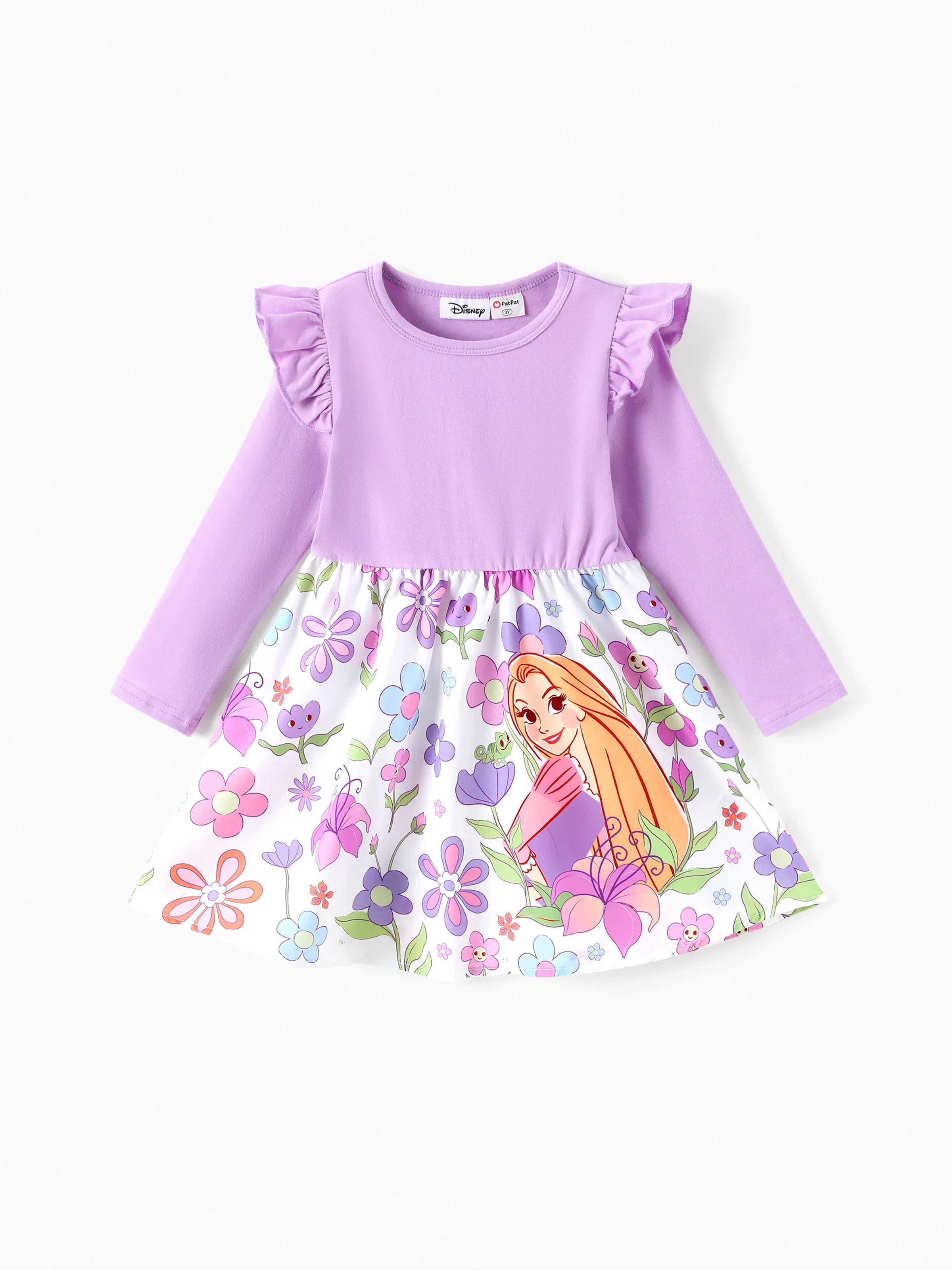 Disney Princess Toddler Girl Rapunzel Childlike Ruffle Flutter-sleeve - PatPat Disney Princess Toddler Girl Rapunzel Childlike Ruffle Flutter-sleeve - PatPat