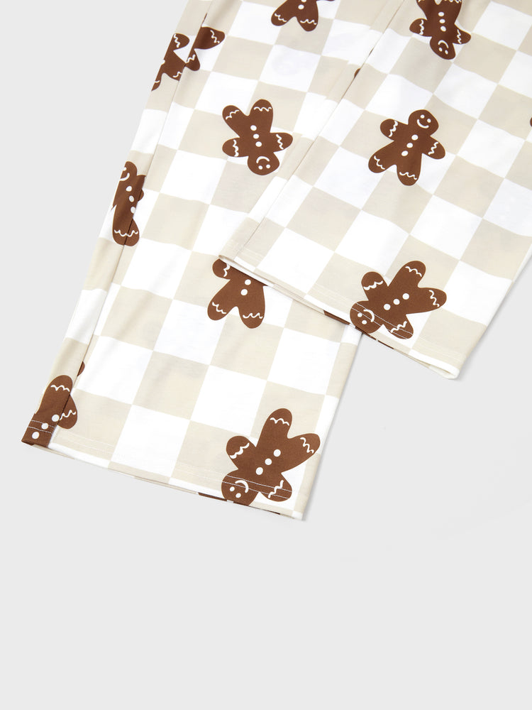 Ensemble pyjama de Noël assorti pour toute la famille, pyjama à carreaux, imprimé pain d'épices, avec chaussettes de Noël, kaki