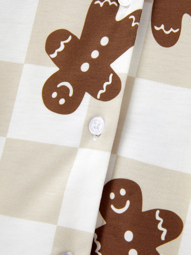 Ensemble pyjama de Noël assorti pour toute la famille, pyjama à carreaux, imprimé pain d'épices, avec chaussettes de Noël, kaki