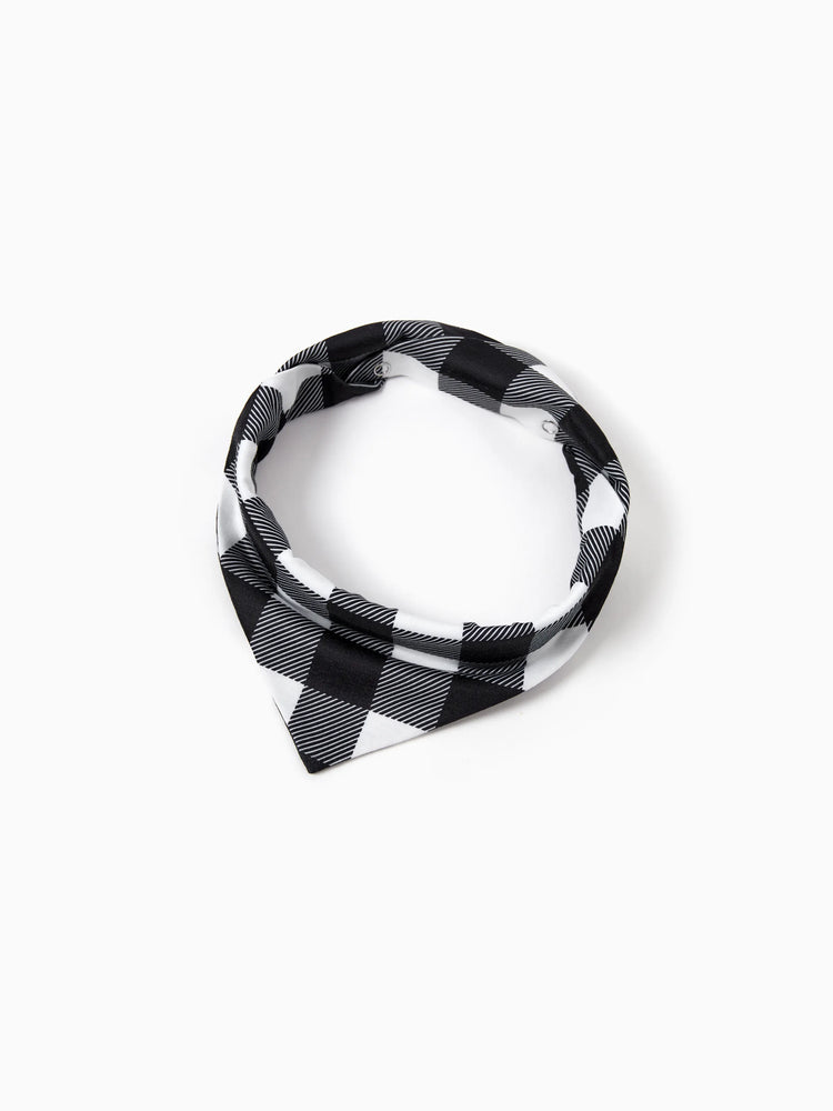 Christmas Matching Family Pajamas Set Allover Black Grid Print Long-sleeve PJS with Christmas Socks Black