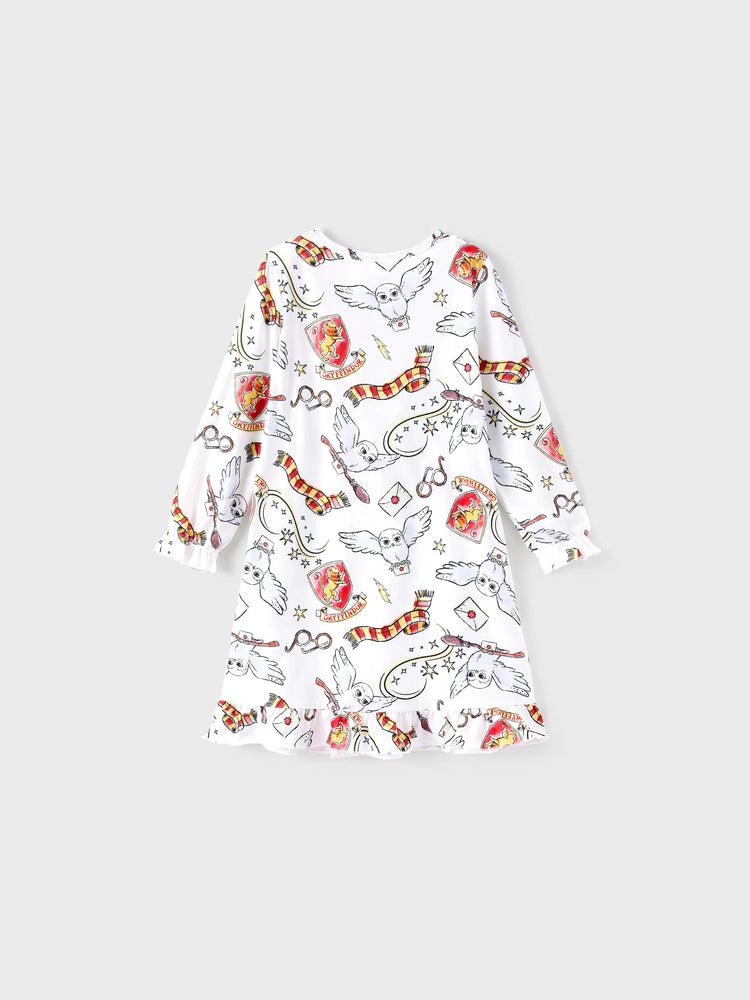 Harry Potter Kind Mädchen Rüschen Rand Pyjamas Nachthemd weiß