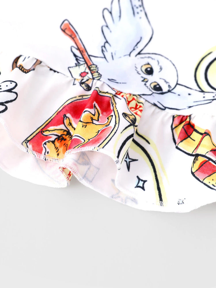 Harry Potter Kind Mädchen Rüschen Rand Pyjamas Nachthemd weiß