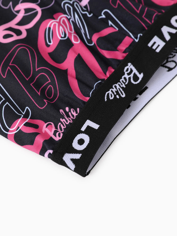 Barbie Kleinkind/Kinder Mädchen 2pcs Chic Saum Baumwolle Langarm-Top und Leopardenhose Set Fuchsie