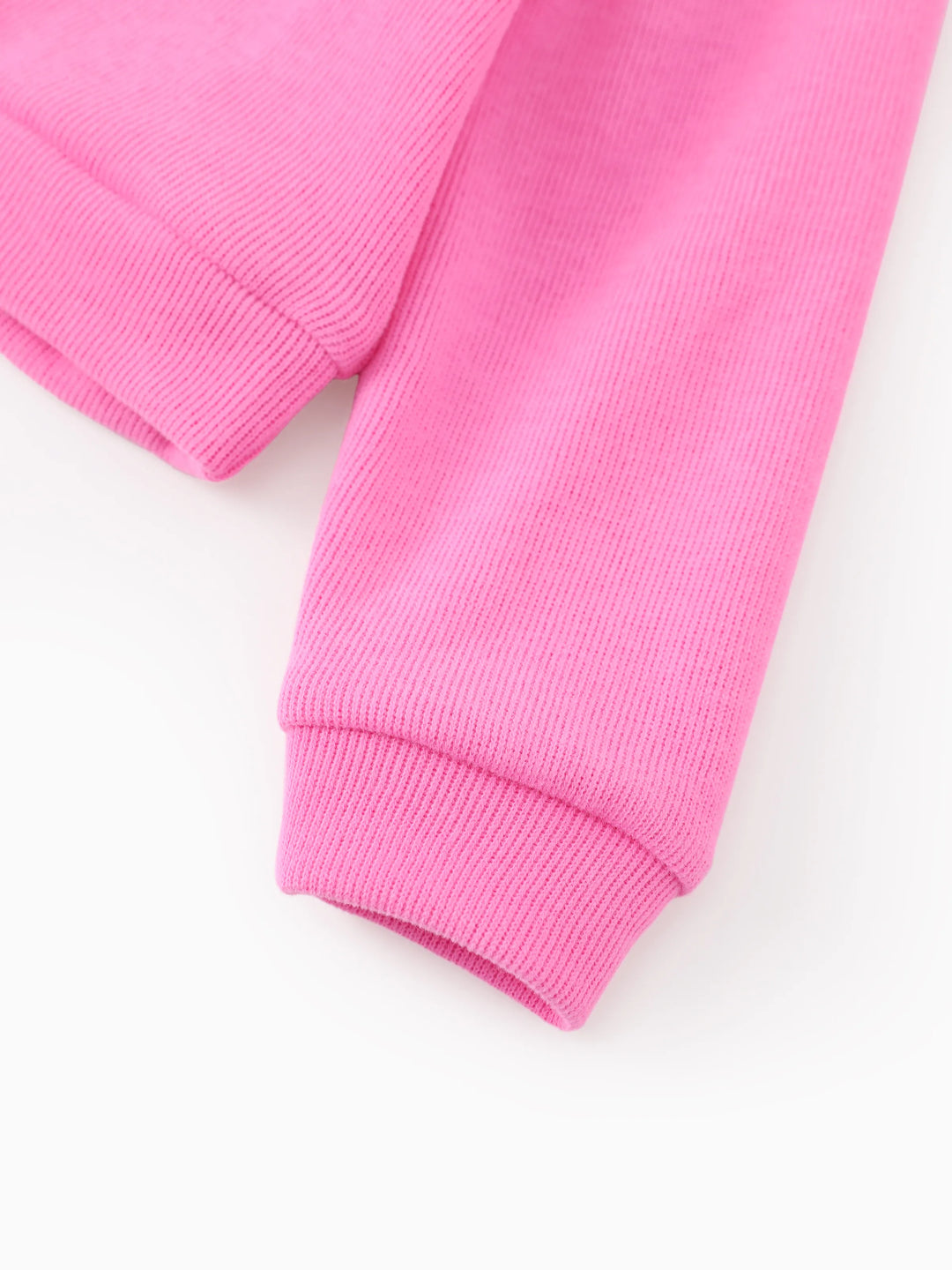 Ensemble 2 pièces pour petite fille Disney Mickey et ses amis : haut à manches longues en coton imprimé Minnie et jupe en tweed à nœud papillon, rose vif