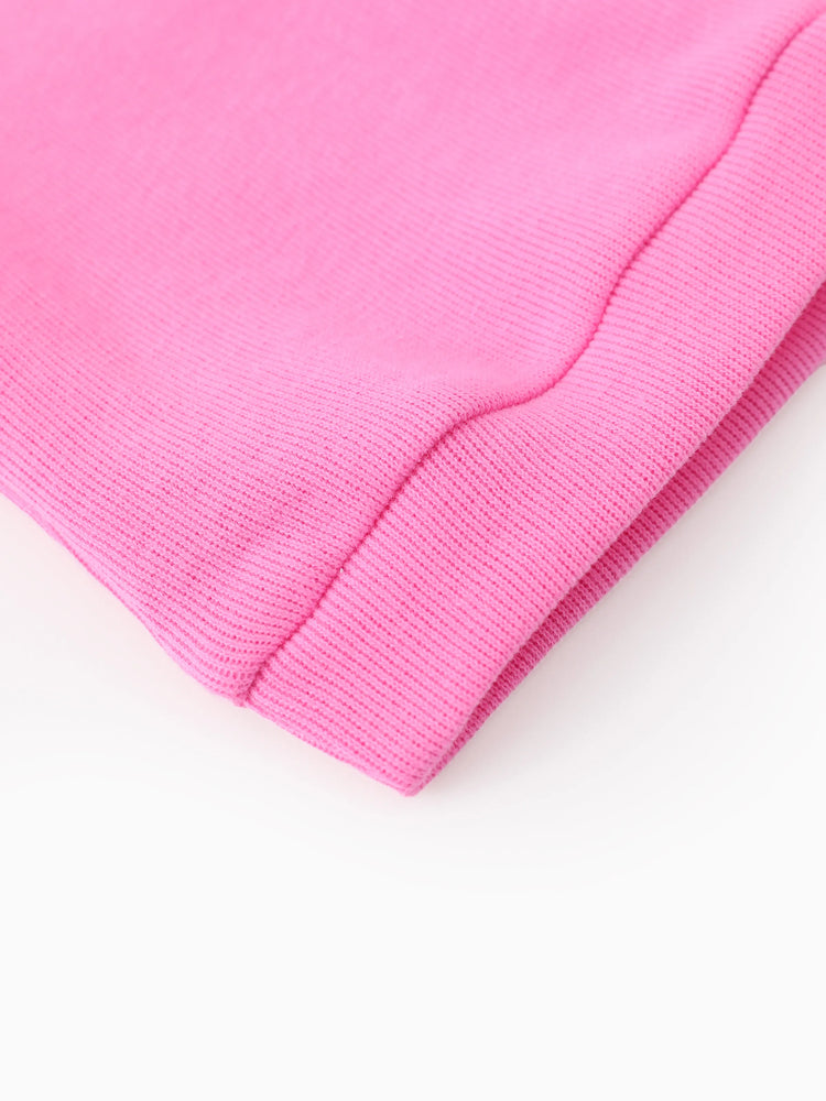 Disney Mickey and Friends Toddler Girl 2pcs Minnie Mouse Character Print Cotton Long-sleeve Top And Tweed Bowknot Skirt Set Hot Pink