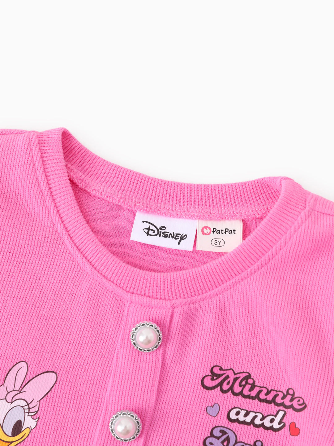 Ensemble 2 pièces pour petite fille Disney Mickey et ses amis : haut à manches longues en coton imprimé Minnie et jupe en tweed à nœud papillon, rose vif