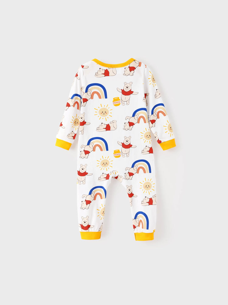 Combinaison à manches longues en coton bio Disney Winnie l'ourson arc-en-ciel pour bébé fille, jaune