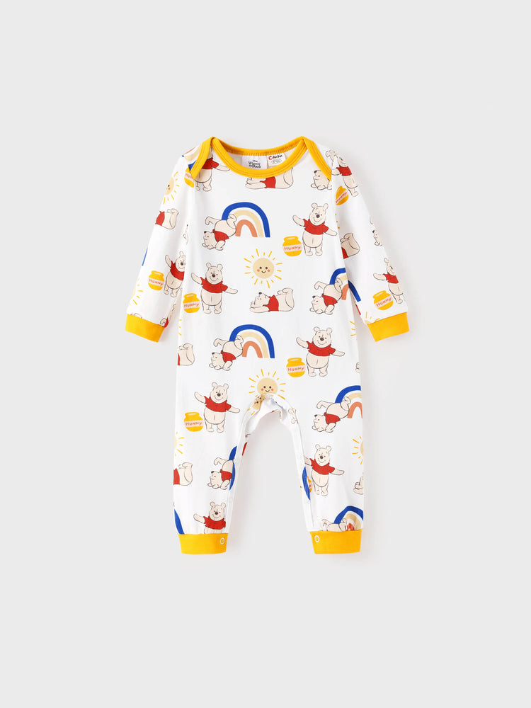 Combinaison à manches longues en coton bio Disney Winnie l'ourson arc-en-ciel pour bébé fille, jaune