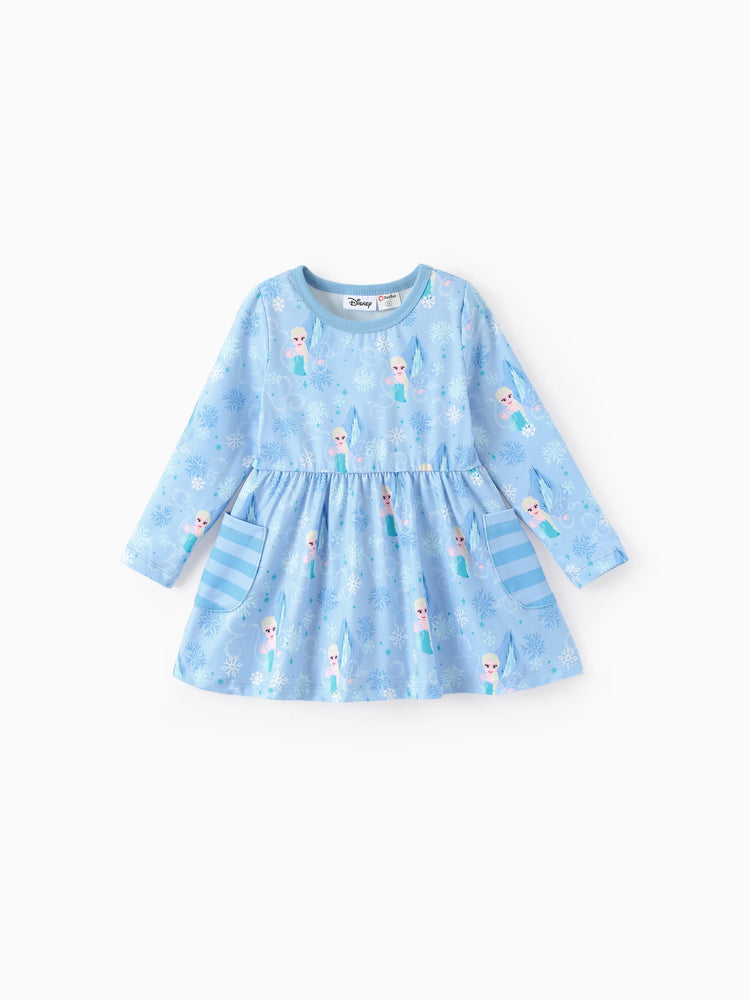 Ensemble 2 pièces haut à volants et leggings à rayures Elsa pour petite fille Disney La Reine des Neiges, bleu